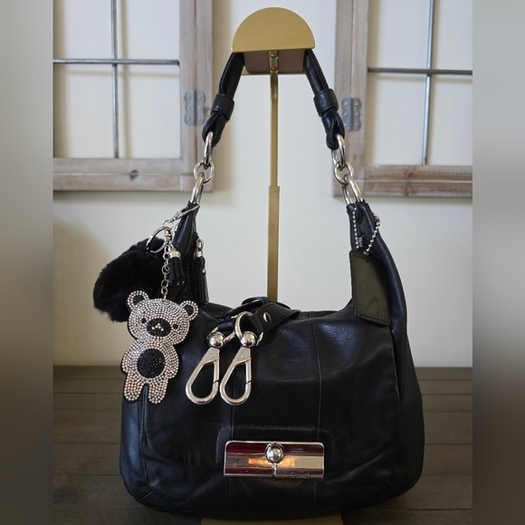 Handbags - Coach Black Leather Kristen Hobo Bag With Crossbody Strap & Unbranded Charm